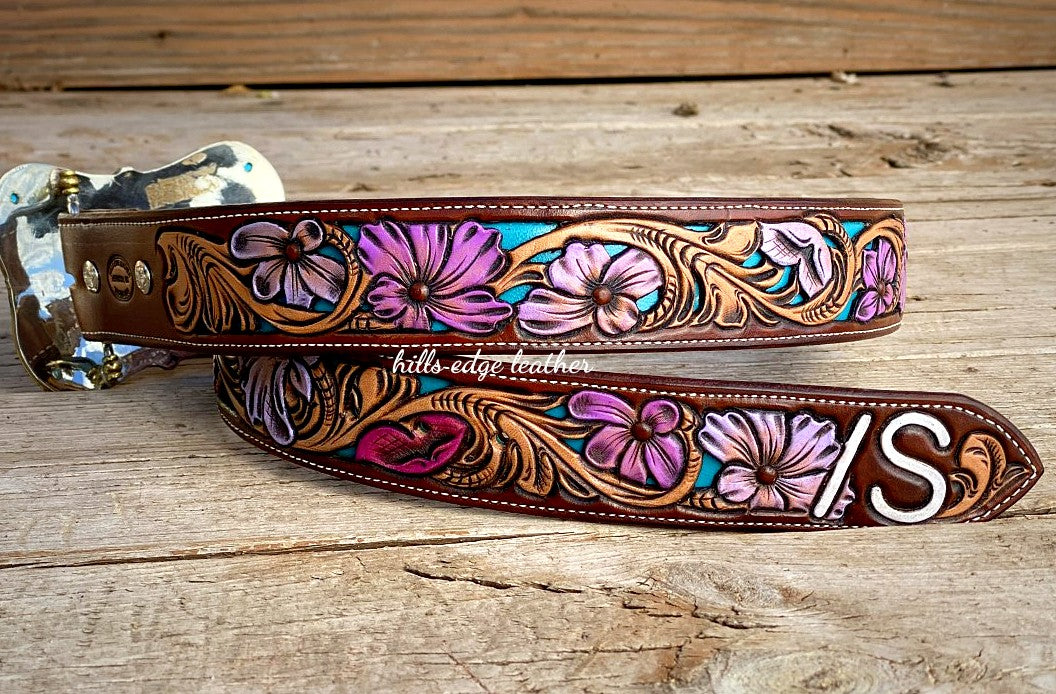Floral Carved Belts – Hills Edge Leather display picture 3