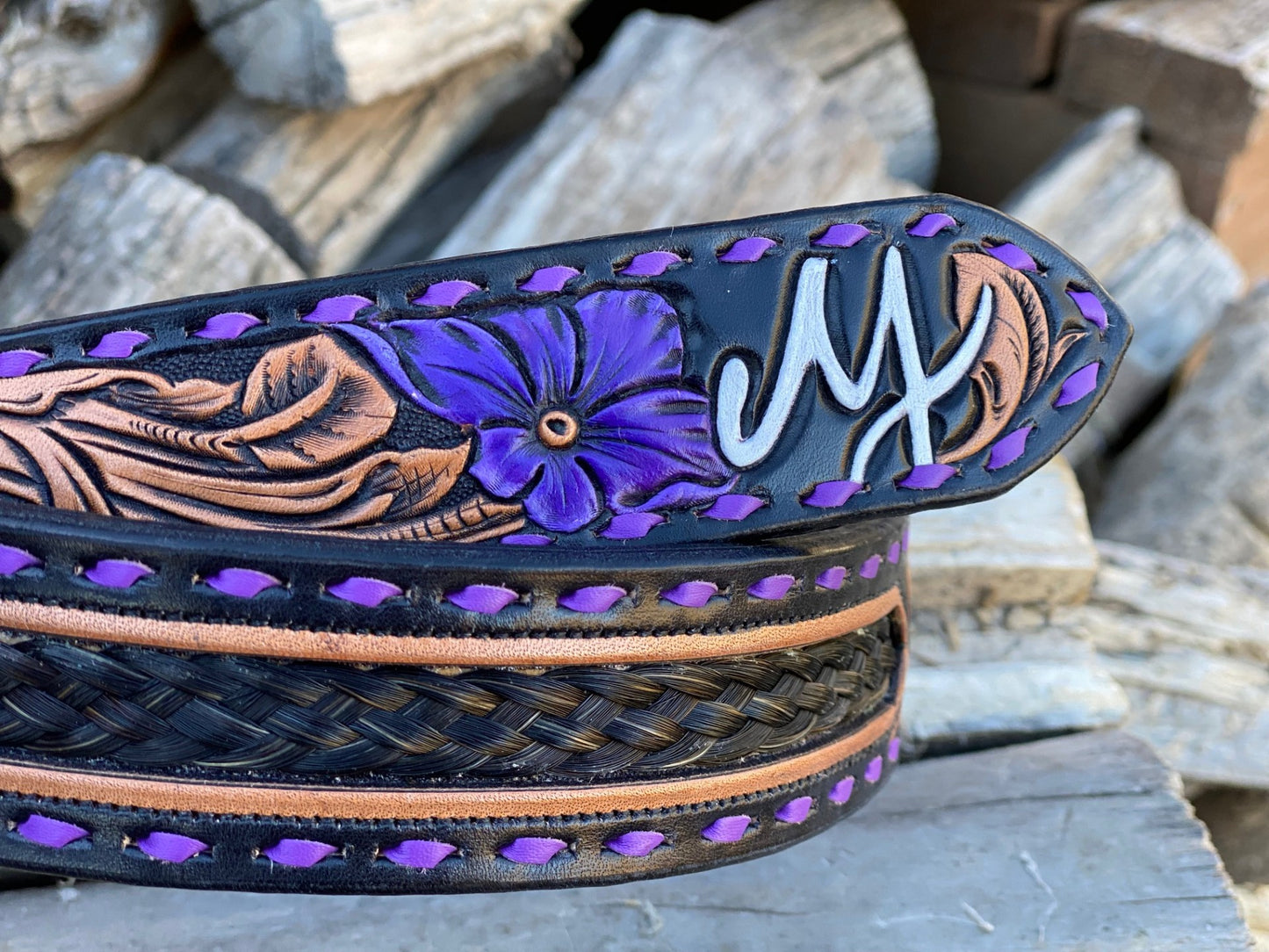 Horse Hair Floral Belt