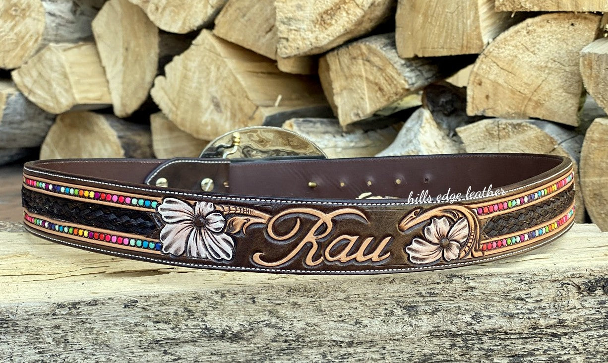 Horse Hair Floral Belt