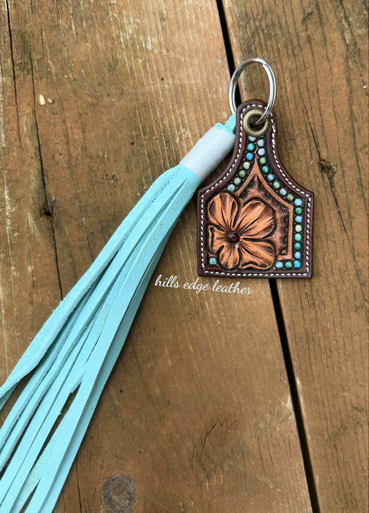 Tooled Keychain Tag With Tassel
