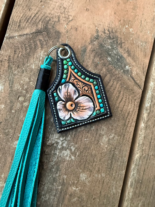 Tooled Keychain Tag With Tassel