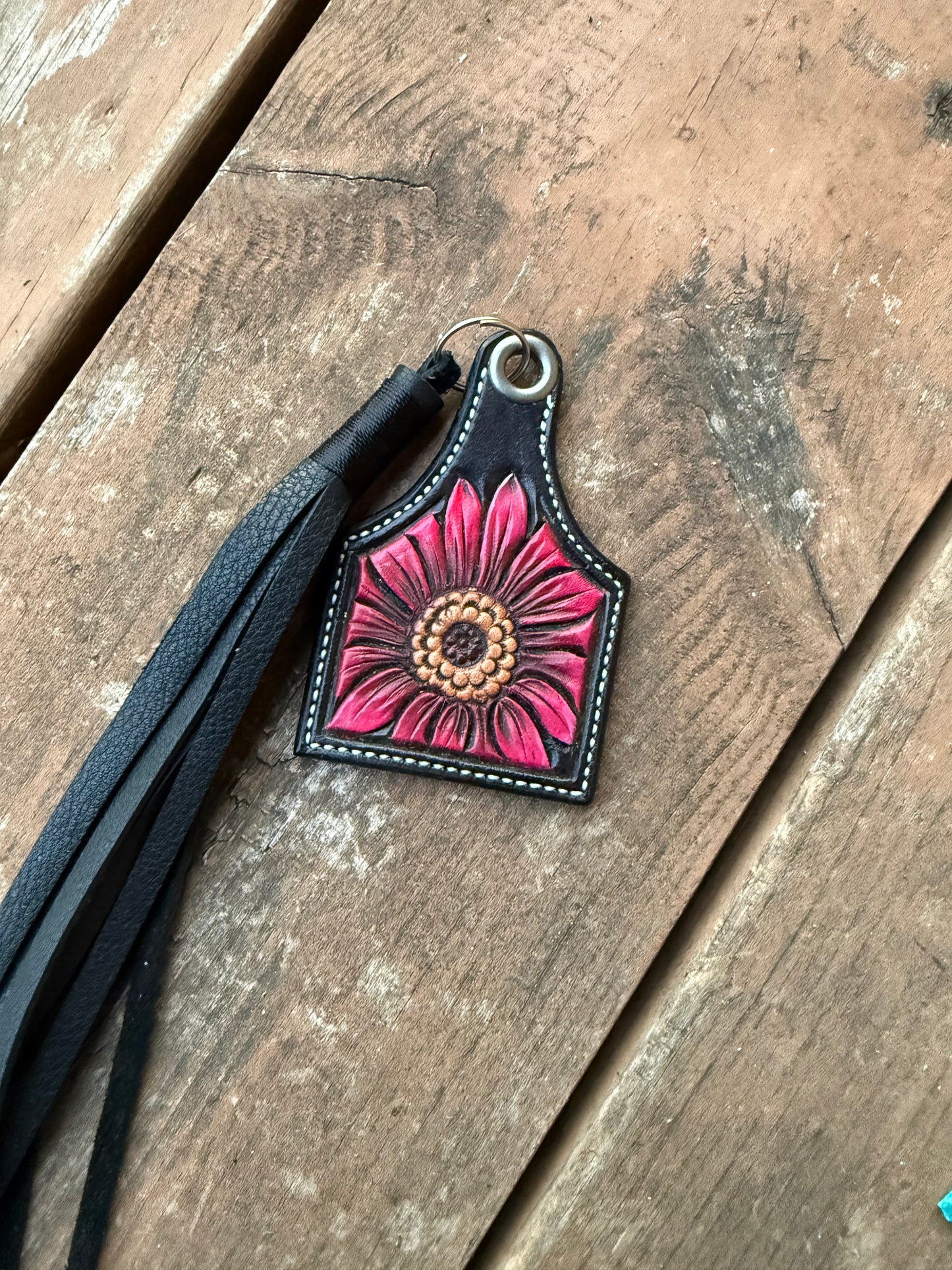 Tooled Keychain Tag With Tassel