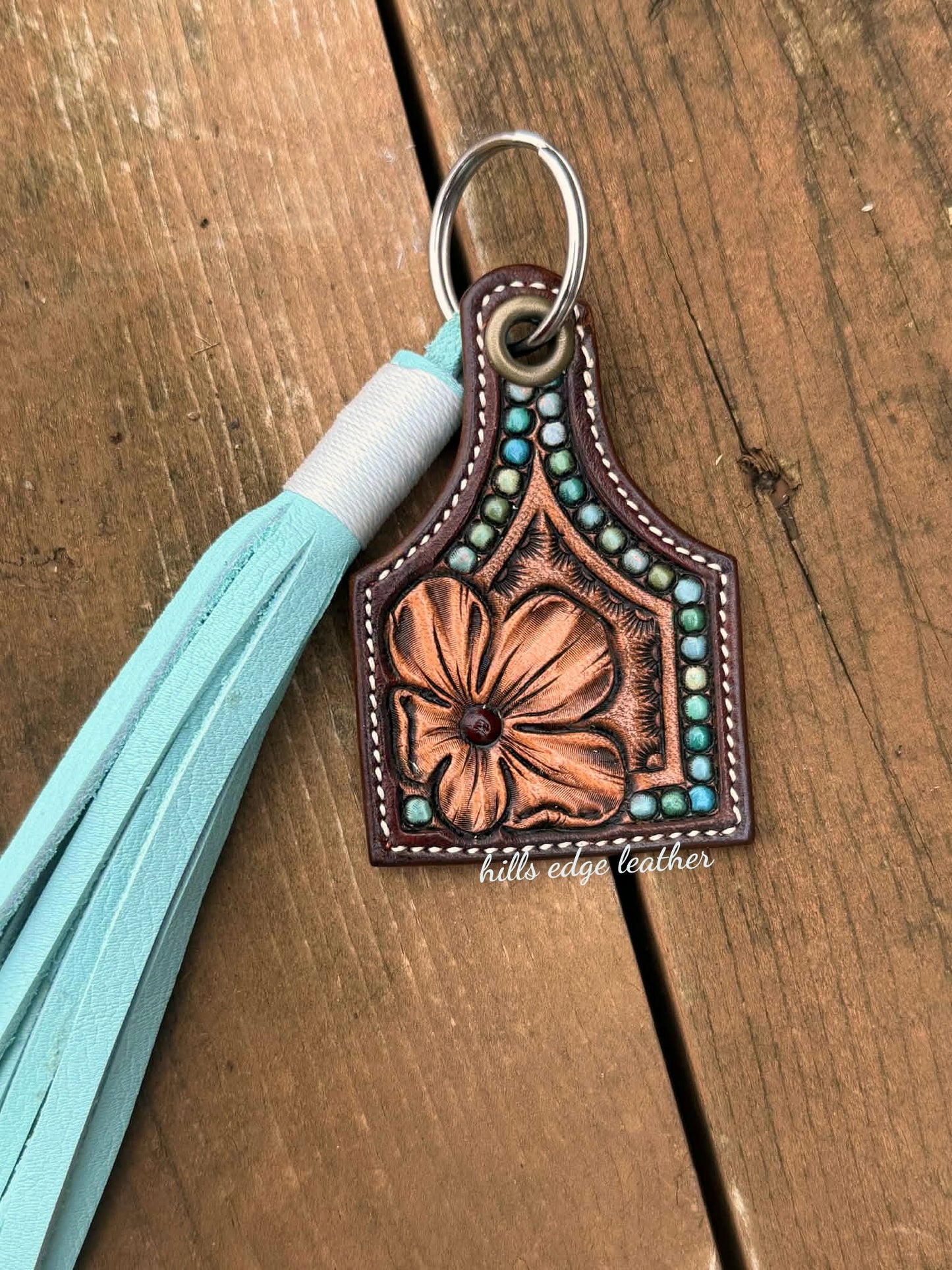 Tooled Keychain Tag With Tassel
