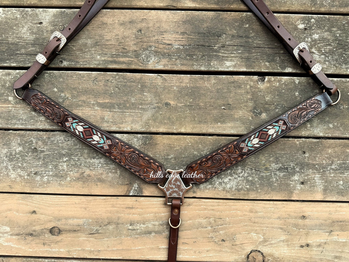 Floral Carved Beaded Breastcollar