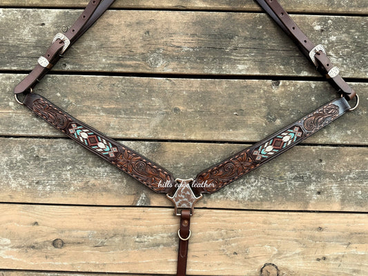 Floral Carved Beaded Breastcollar
