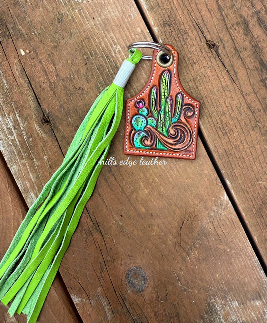 Tooled Keychain Tag With Tassel