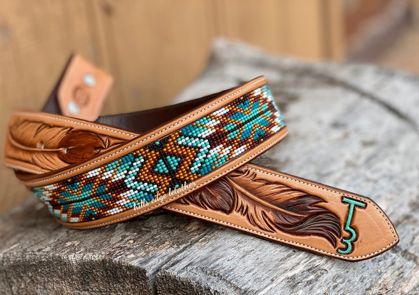 Beaded Belt with Feathers