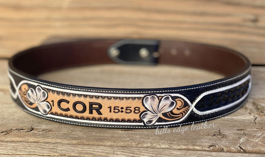 Horse Hair Floral Carved Belt