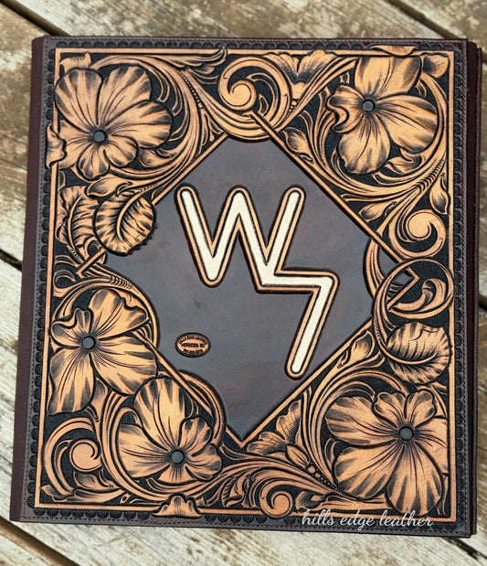 Custom Floral Carved Horse Paper Binder