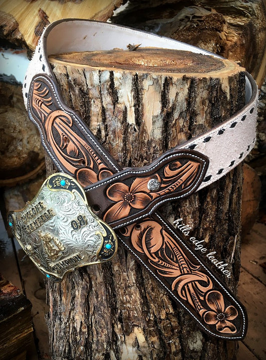 Floral/Roughout Combo Belt