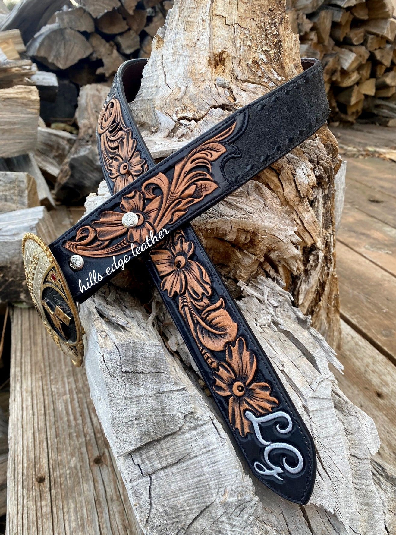 Floral/Roughout Combo Belt