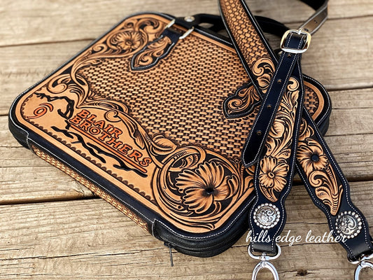 Zippered Portfolio with Tooled Strap