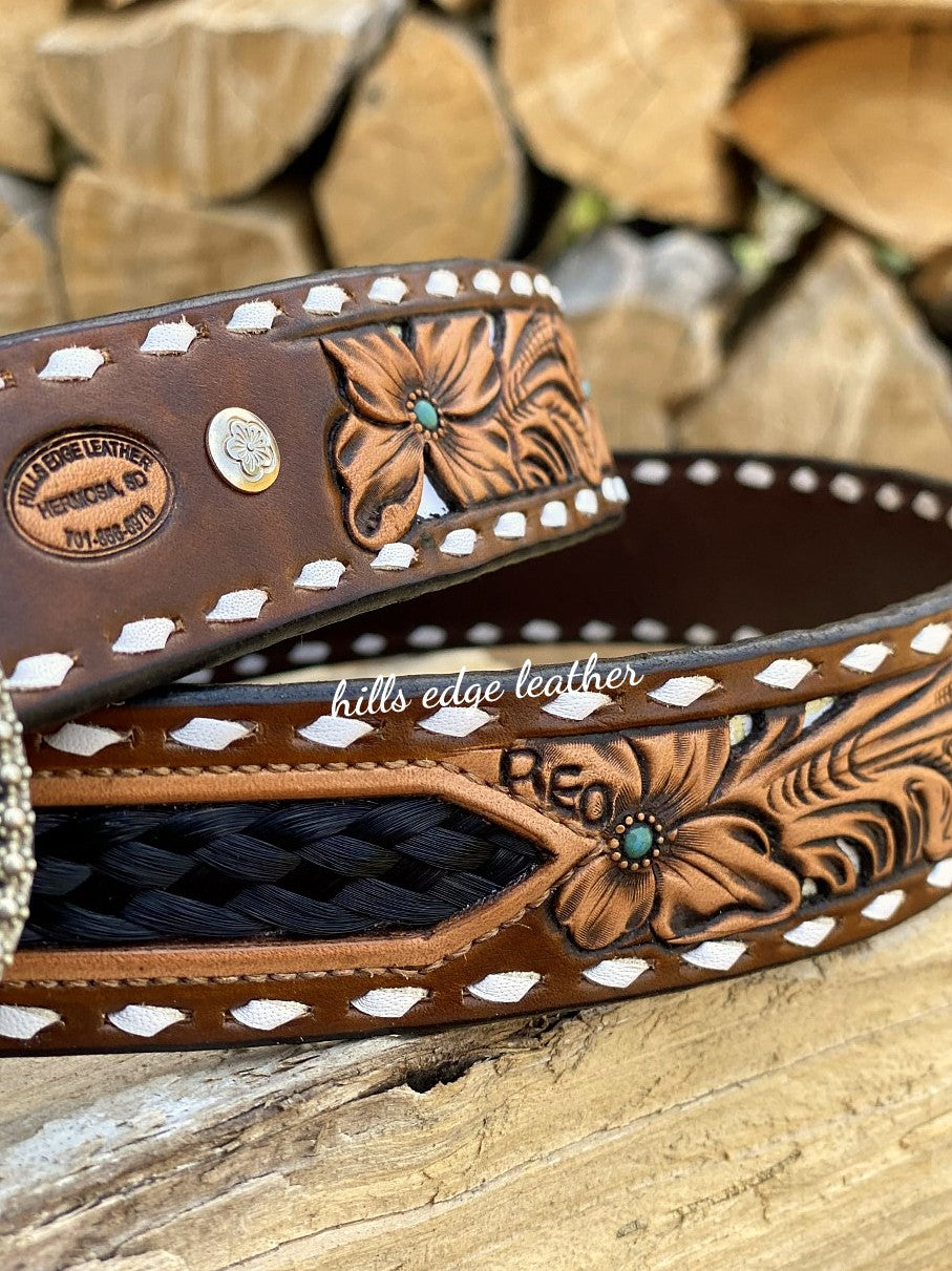 Horse Hair Floral Belt
