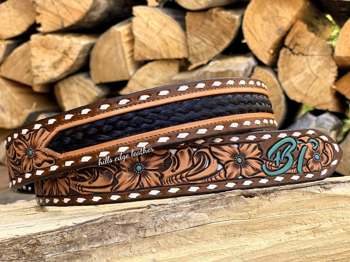 Horse Hair Floral Belt